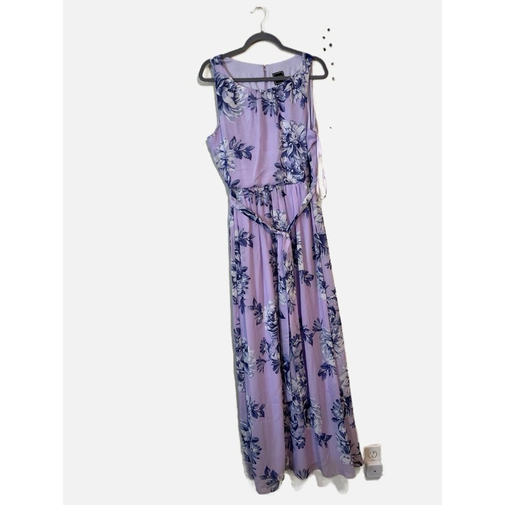 Jessica Howard Women Sleeveless Lavender Floral  Maxi Dress Lined Size 14. New
